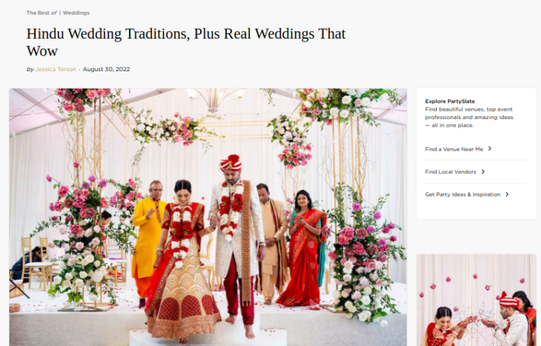 <a href="https://www.partyslate.com/best-of/hindu-wedding-traditions/?utm_medium=email&_hsmi=120955172&_hsenc=p2ANqtz-8ft1V7virdxG3JAtW3DnmCTn9ROA6tKiigk7dhhxCRLYRFHbjvvimjcvbNKXDZi_L8mENZ00JtTEG8vOVie5xwwciUcA&utm_content=120955172&utm_source=hs_automation" target="_blank" rel="noopener">Party Slate article - Hindu Wedding Traditions, Plus Real Weddings That Wow</a>